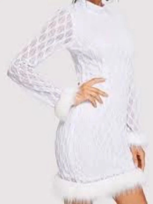 ice knit dress with faux fur sleeves Periwinkley Shop