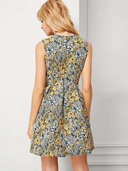 Figure Print Pleated Shell Dress Periwinkley Shop