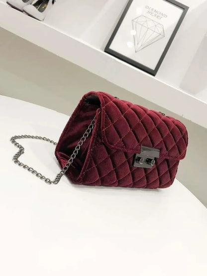 Quilted Velvet Chain Bag Periwinkley Shop
