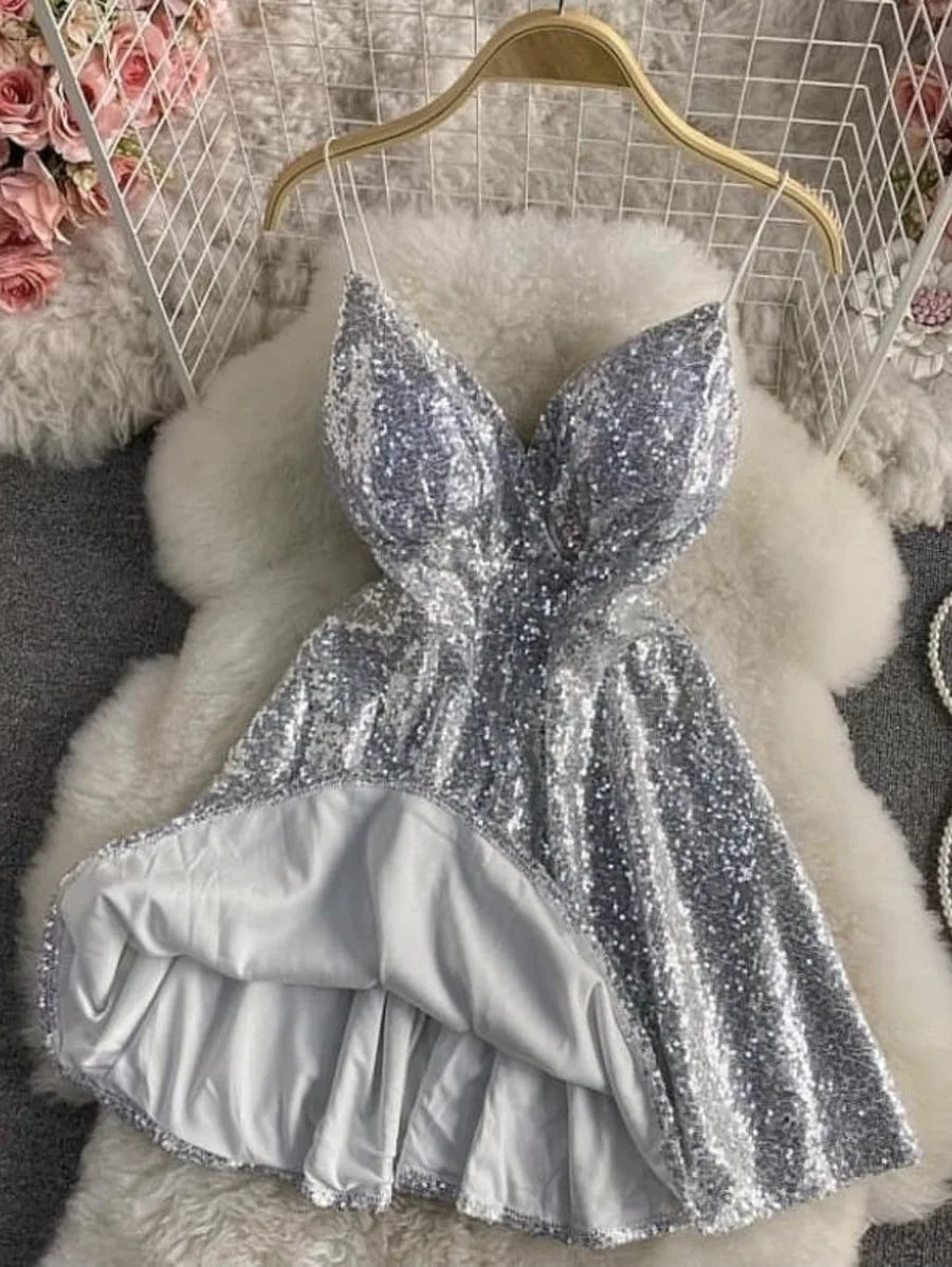 Serena Sequined Skater Dress Periwinkley Shop