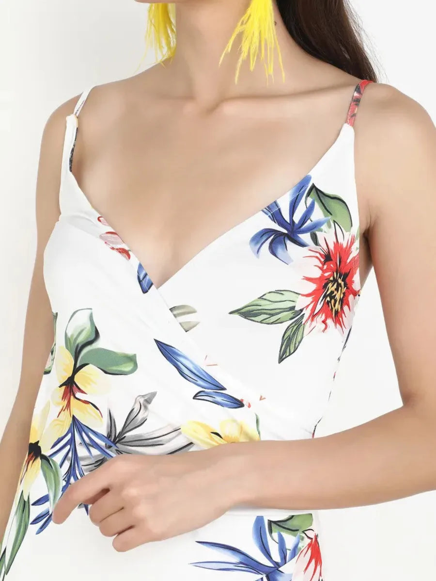 FLOWER WRAP THE DAY WHITE DRESS Periwinkley Shop