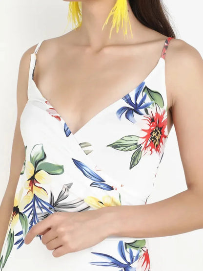 FLOWER WRAP THE DAY WHITE DRESS Periwinkley Shop