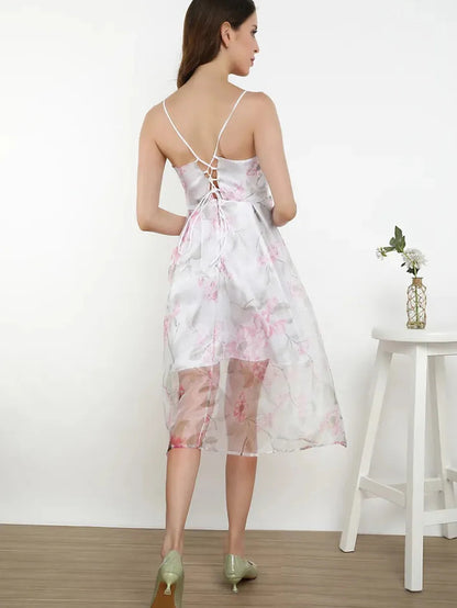 I SMELL SPRING BLOOMING PINK SHEER DRESS Periwinkley Shop