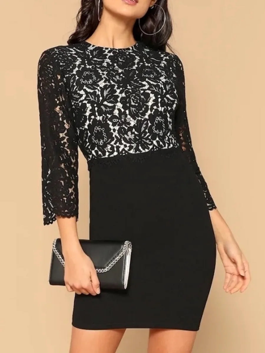 Floral Lace Bodice Bodycon Dress Periwinkley Shop