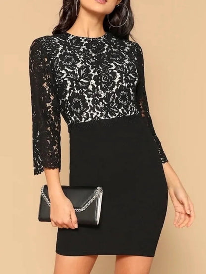 Floral Lace Bodice Bodycon Dress Periwinkley Shop