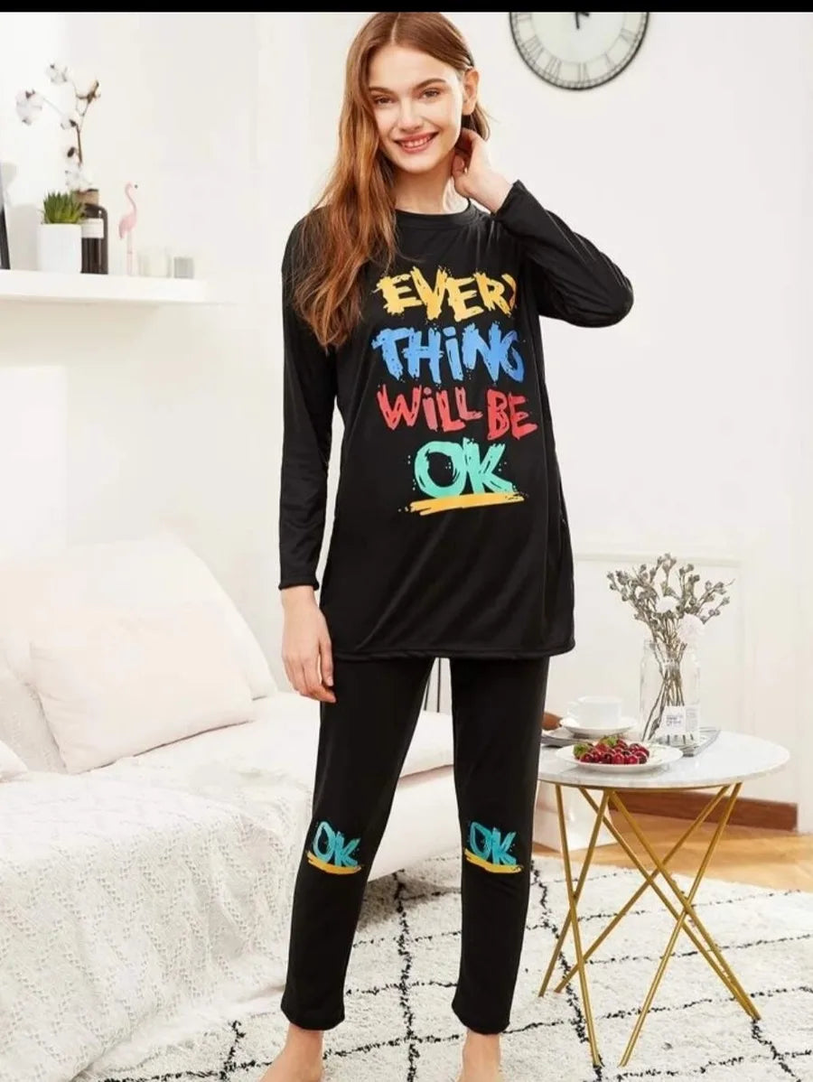 Everything will be ok pajama set Periwinkley Shop