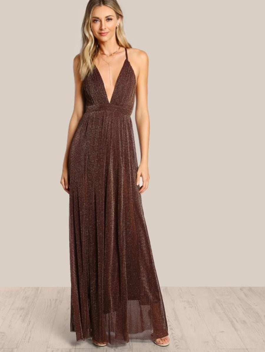 crisscross back glitter maxi cami dress Periwinkley Shop