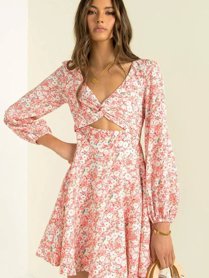 pretty floral printed pink  dress Periwinkley Shop