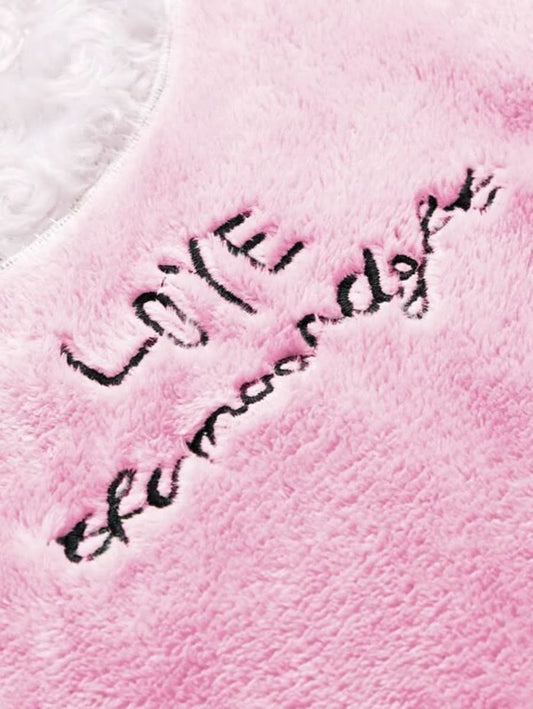 Faux Fleece Embroidered Pullover & Pants Pj Set Periwinkley Shop