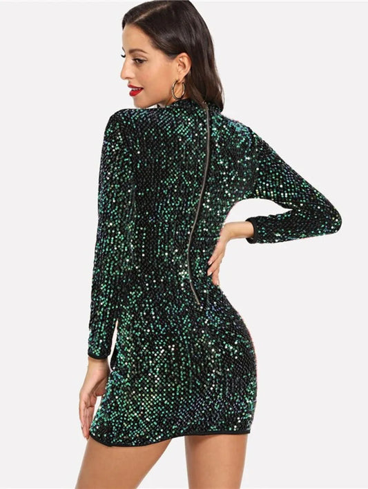 Keyhole Sequin Bodycon Dress Periwinkley Shop