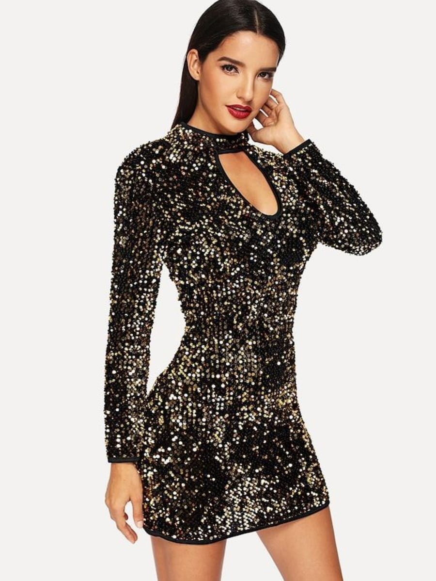 keyhole sequin bodycon dress Periwinkley Shop