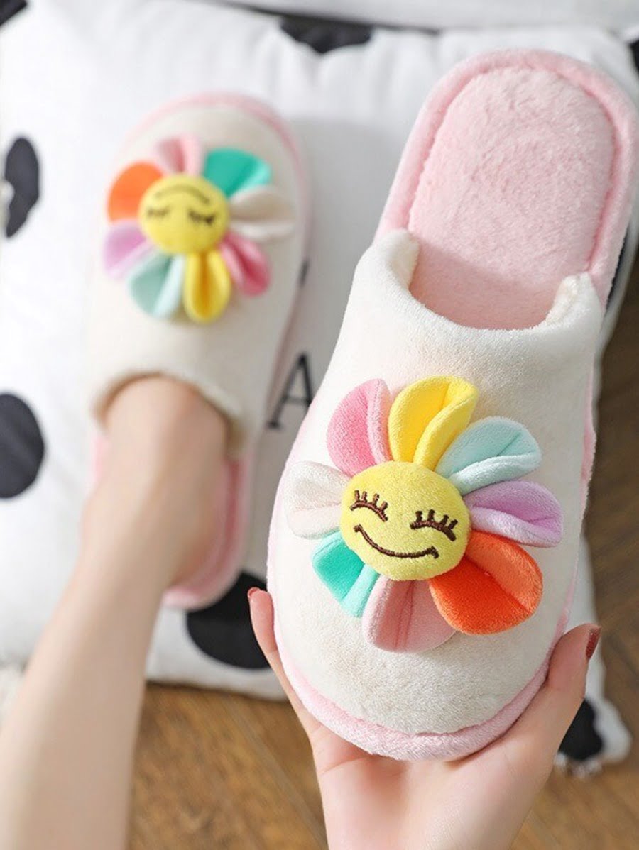 Cute 3D Smile Face Slip fur slippers Periwinkley Shop