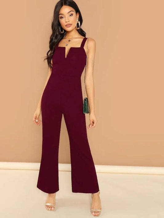 v notch front flared jumpsuit Periwinkley Shop