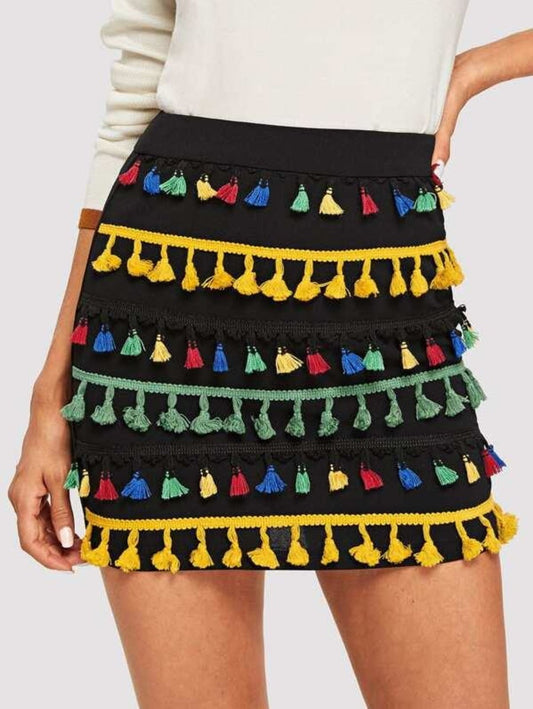 Tassel Detail Bodycon Skirt Periwinkley Shop
