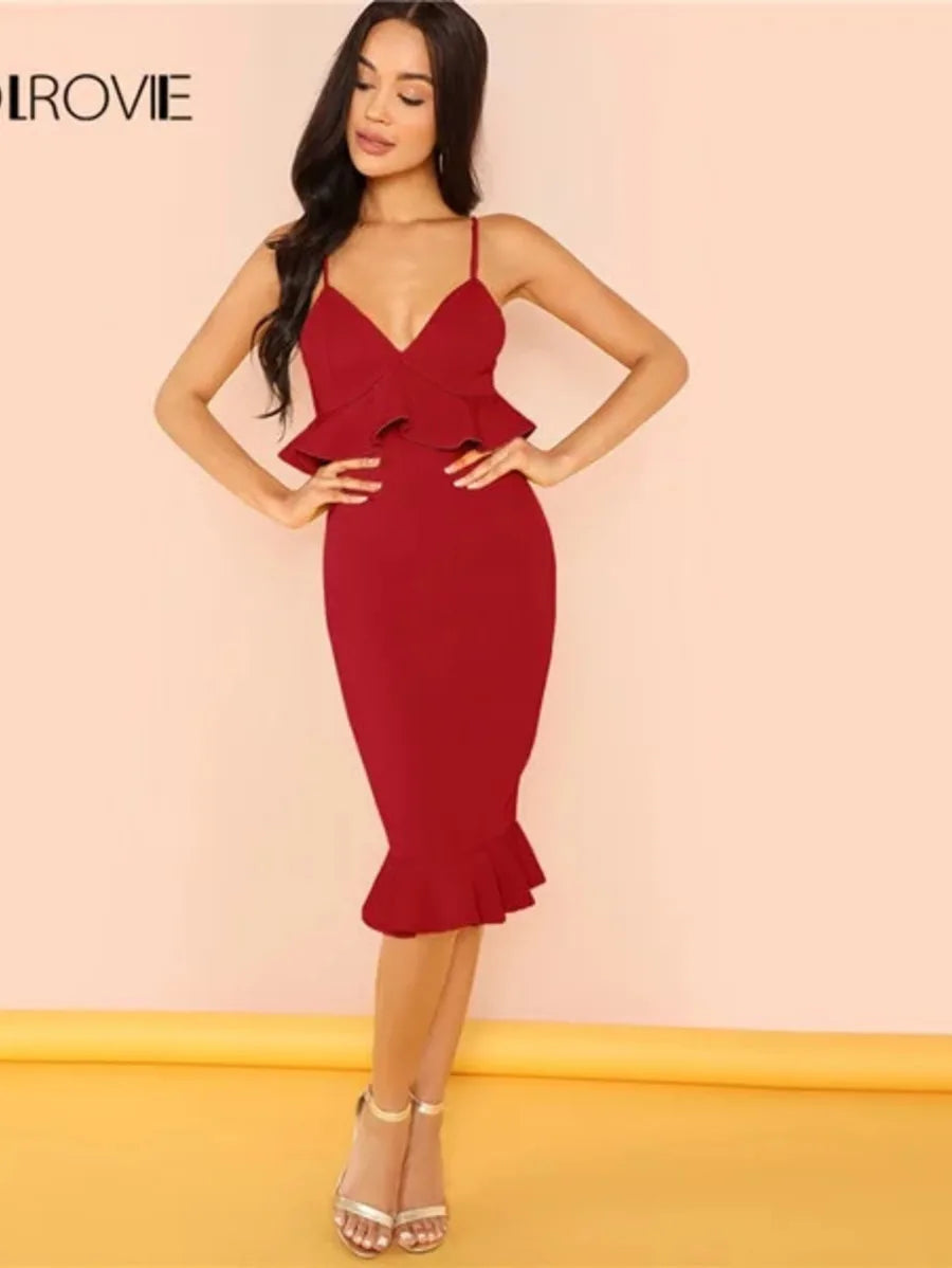 Ruffle Hem Peplum Cami Dress Periwinkley Shop
