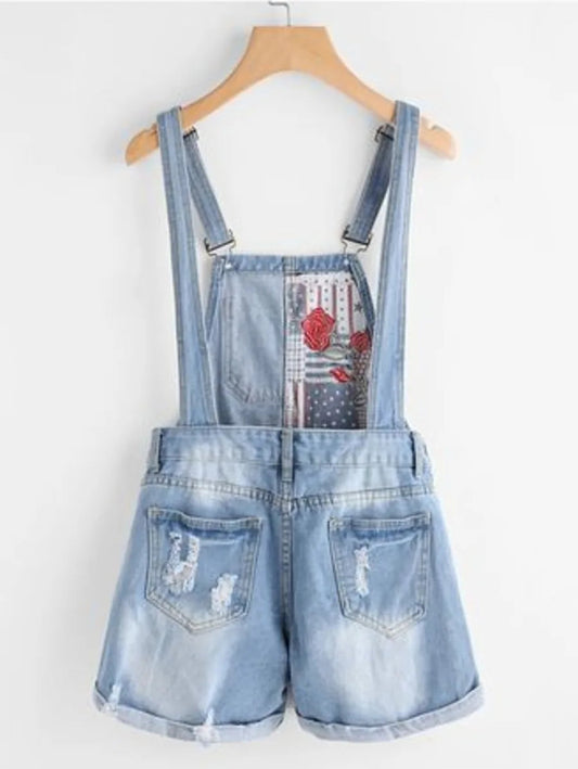 rose embroidered denim dungaree Periwinkley Shop