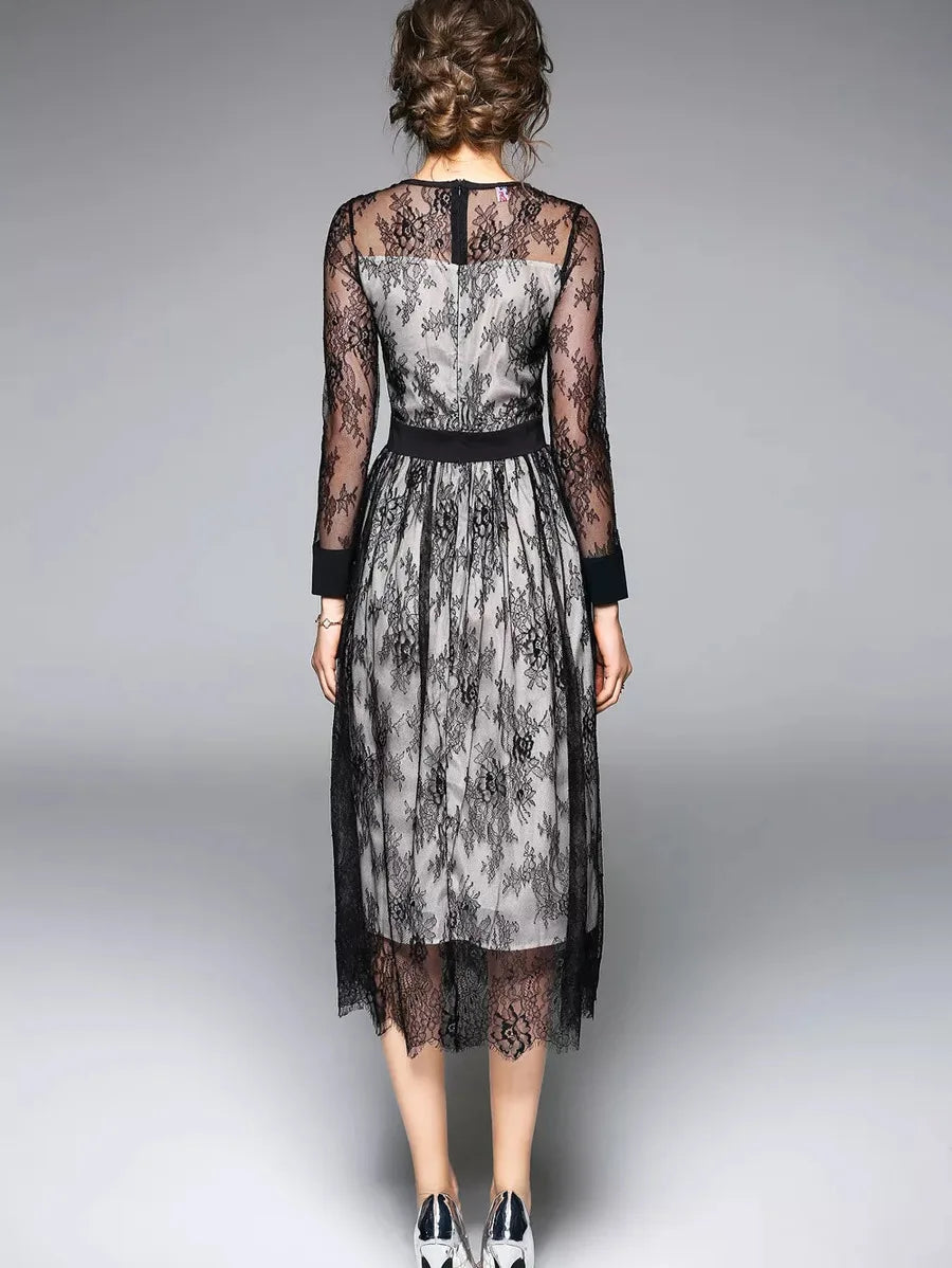 Eyelash Lace Trim Lace Dress Periwinkley Shop