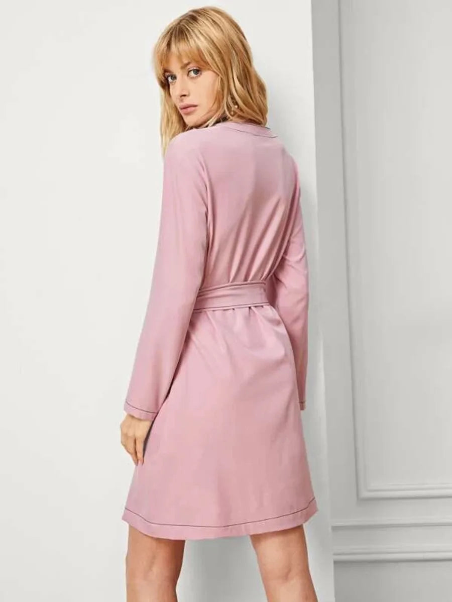 V-Neck Button Up Dress Periwinkley Shop
