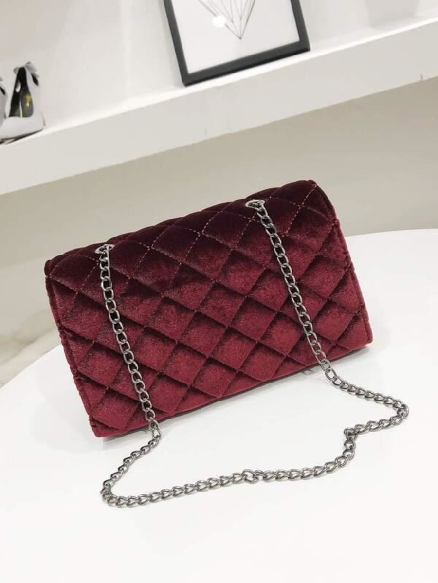 Quilted Velvet Chain Bag Periwinkley Shop