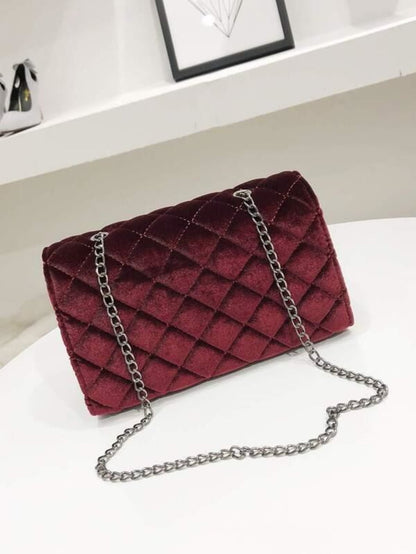 Quilted Velvet Chain Bag Periwinkley Shop