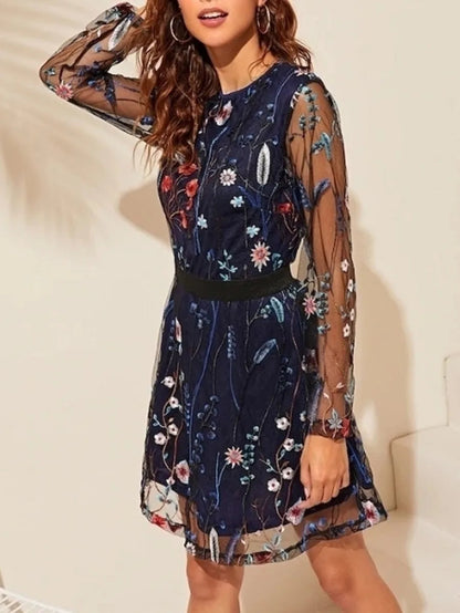 Floral Embroidery Mesh Overlay Occasion Dress Periwinkley Shop