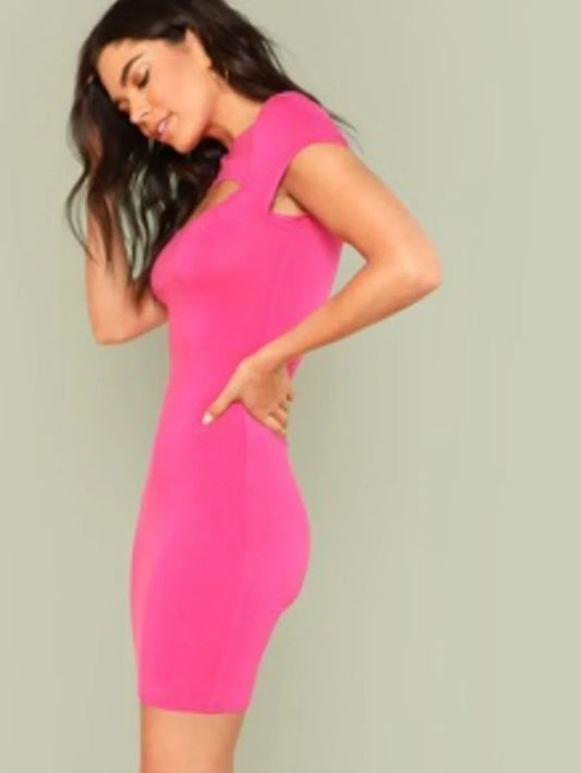 Cut Out Front Solid Bodycon Dress Periwinkley Shop