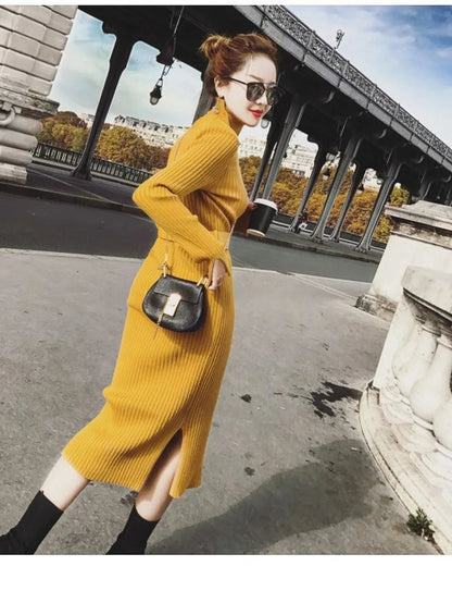 Elegant Knitted Bodycon Dress Periwinkley Shop