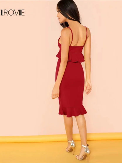 Ruffle Hem Peplum Cami Dress Periwinkley Shop