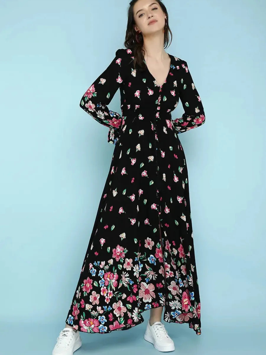 Roses For The Day Black Dress Periwinkley Shop