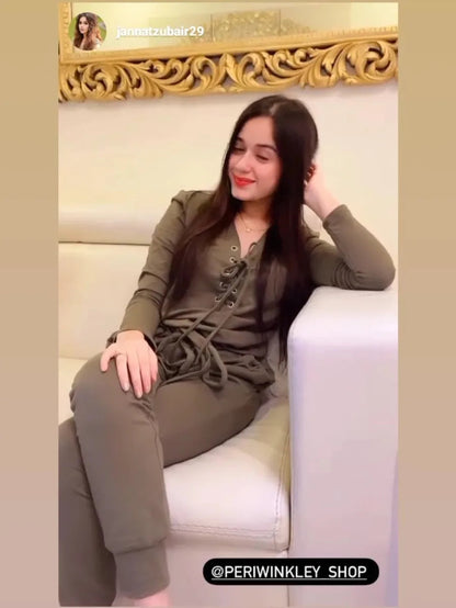 Slouchy Lace Up Cotton Jumpsuit OLIVE Periwinkley Shop