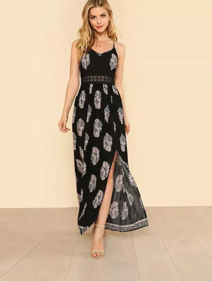 Floral Print Halter Dress Periwinkley Shop