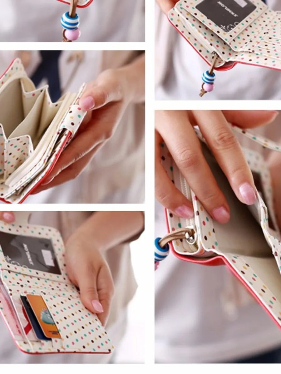 short polka dots zipper small purse cards holder Periwinkley Shop