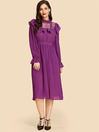 Ruched Trim Lace Zip Back Dress Periwinkley Shop