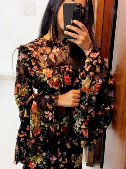 Bell Sleeve Floral Lace Dress Periwinkley Shop