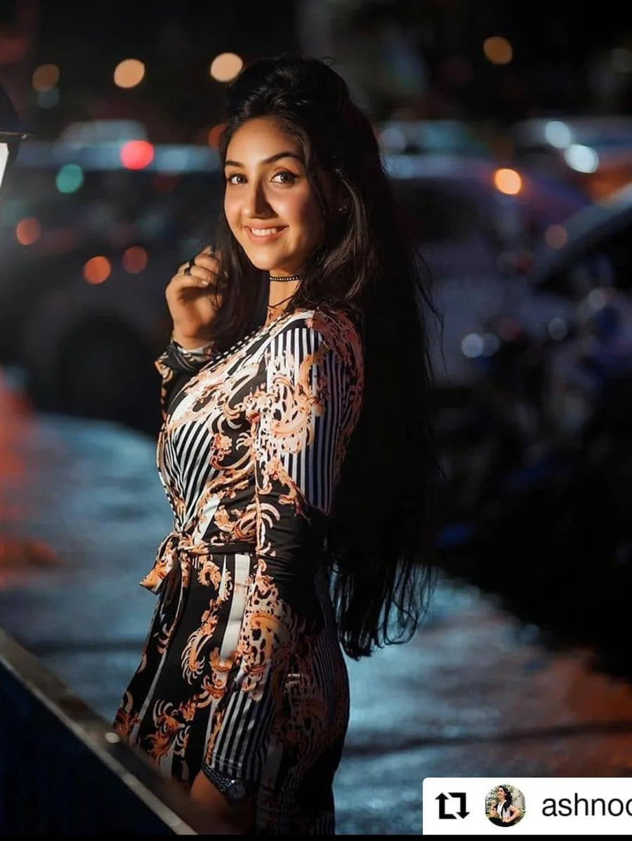 Plunge Neck Floral & Striped Belted Palazzo Jumpsuit Periwinkley Shop