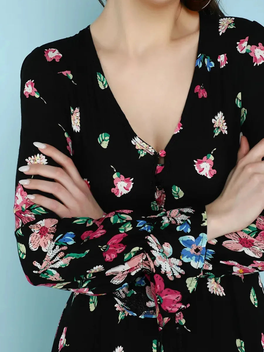 Roses For The Day Black Dress Periwinkley Shop