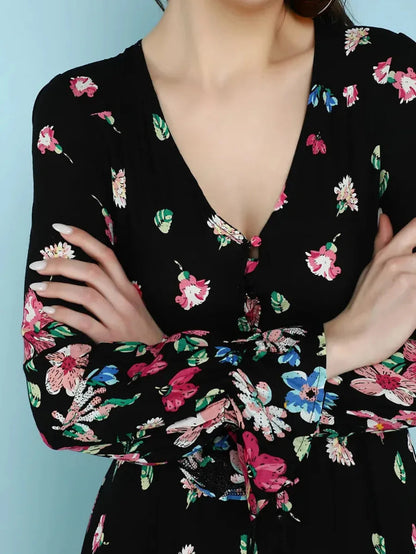 Roses For The Day Black Dress Periwinkley Shop