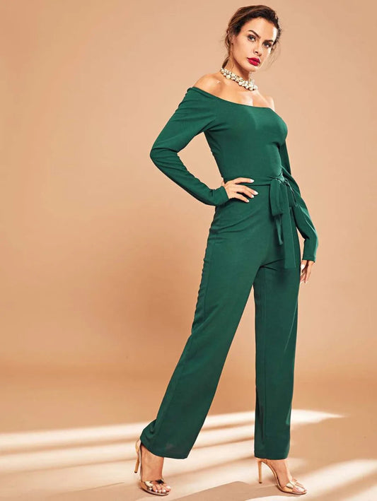 Off Shoulder Solid Tailored Jumpsuit Periwinkley Shop