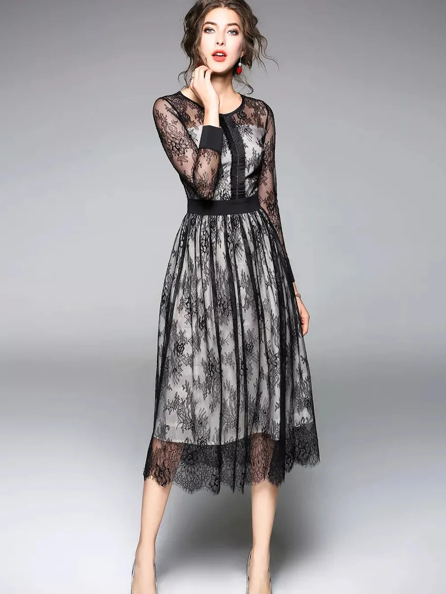 Eyelash Lace Trim Lace Dress Periwinkley Shop