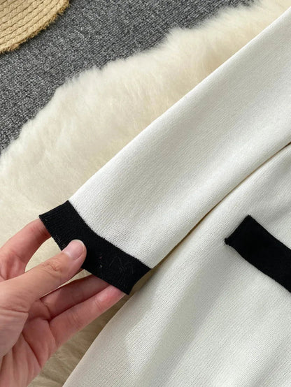 gold button detail contrast trim pencil dress Periwinkley Shop