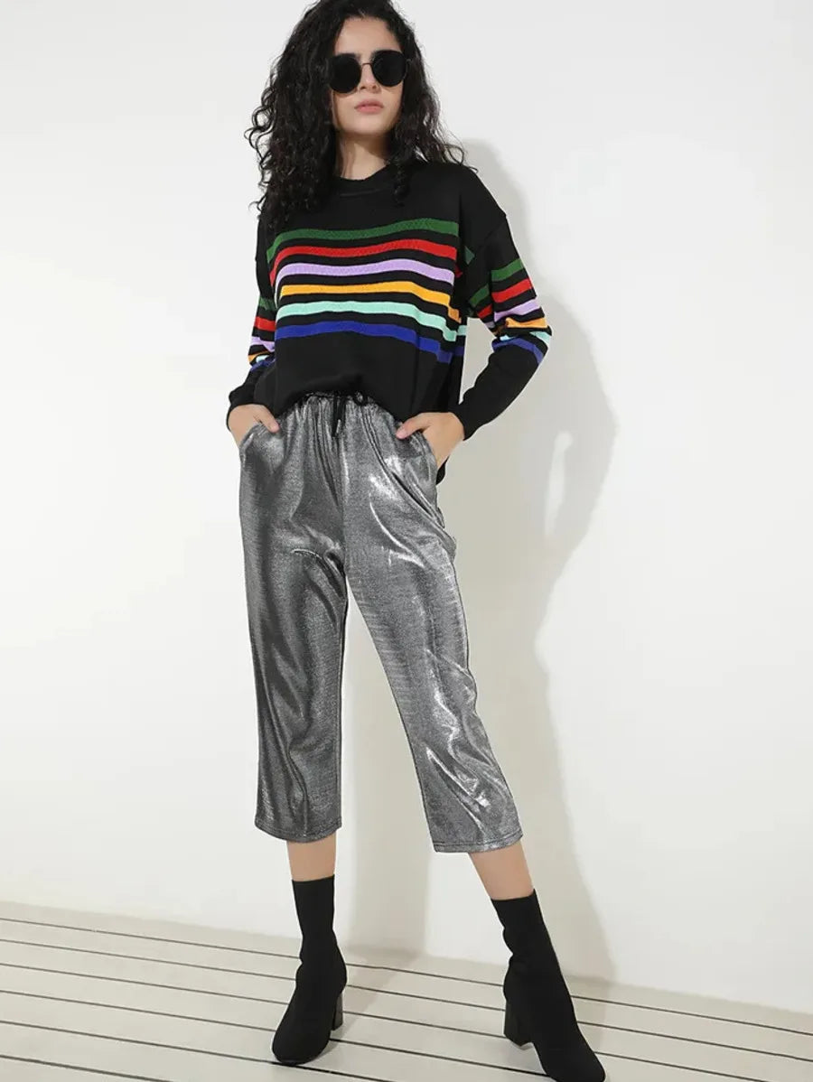 Counting Stripes Black Sweatshirt Periwinkley Shop