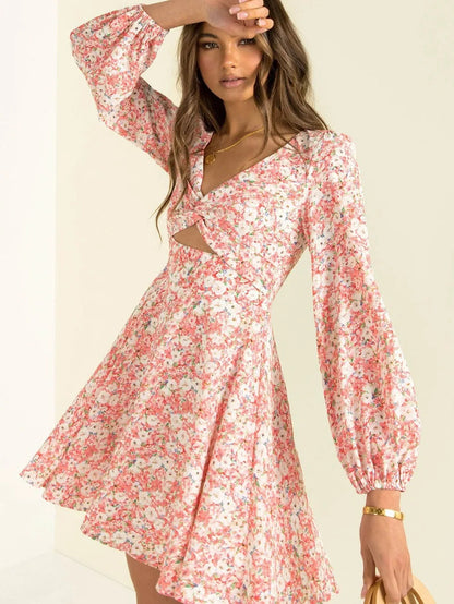 pretty floral printed pink  dress Periwinkley Shop