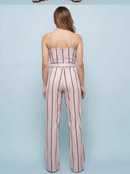 Pink striped cami  jumpsuit