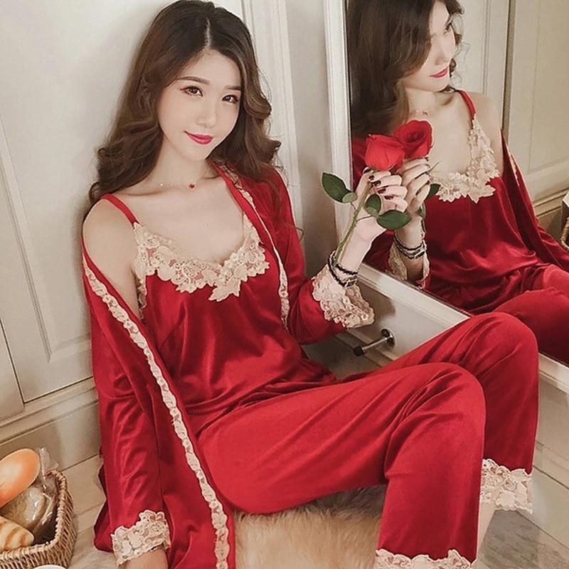 Emily Summer Pajama 5 Piece loungewear, Night suit Set -Burgundy