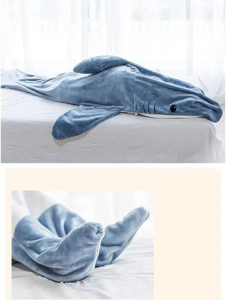 Cartoon Shark Blanket Hoodie -Blue Periwinkley Shop