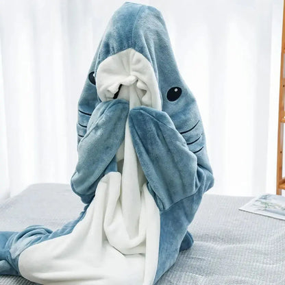 Cartoon Shark Blanket Hoodie -Blue Periwinkley Shop