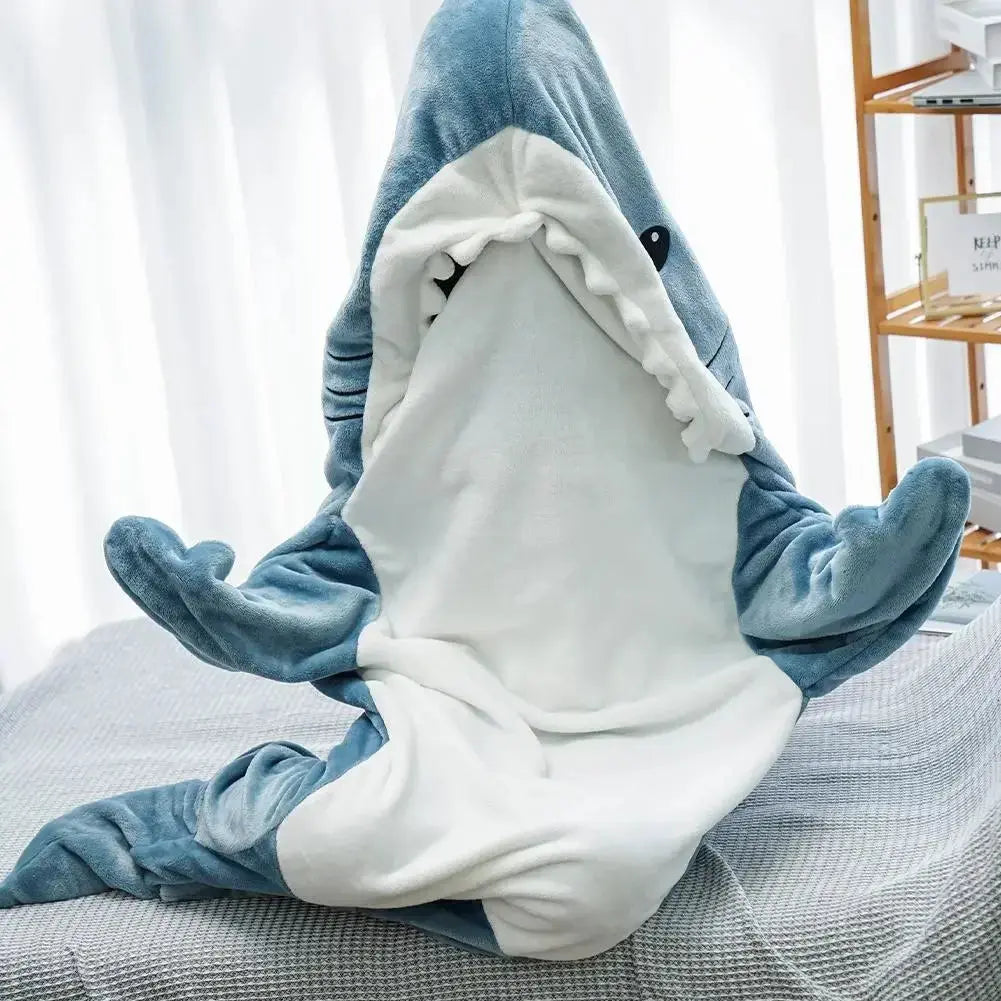 Cartoon Shark Blanket Hoodie -Blue Periwinkley Shop