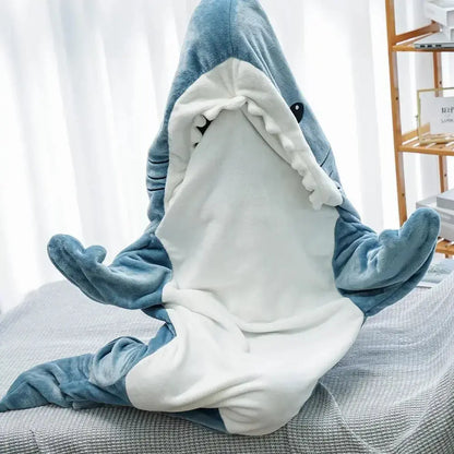 Cartoon Shark Blanket Hoodie -Blue Periwinkley Shop