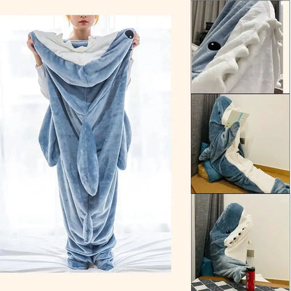Cartoon Shark Blanket Hoodie -Blue Periwinkley Shop