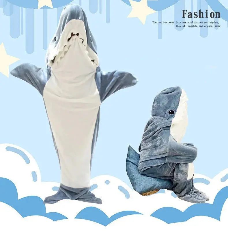 Cartoon Shark Blanket Hoodie -Blue Periwinkley Shop